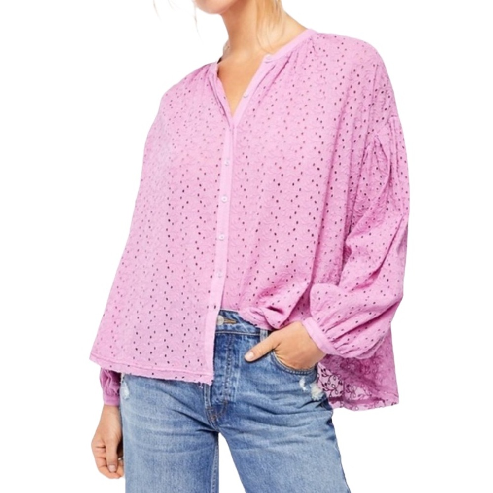 Free People Maddison Eyelet Button-Down Top